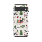 Google phone case-Skiing By Caroline Bonne Muller-Product Details Raised bevel to protect screen from scratches. Impact resistant polycarbonate shell and shock absorbing inner TPU liner. Secure fit with design wrapping around side of the case and full access to ports. Compatible with Qi-standard wireless charging. Thickness 1/8 inch (3mm), weight 30g. Compatibility See drop down menu for options, please select the right case as we print to order.-Stringberry
