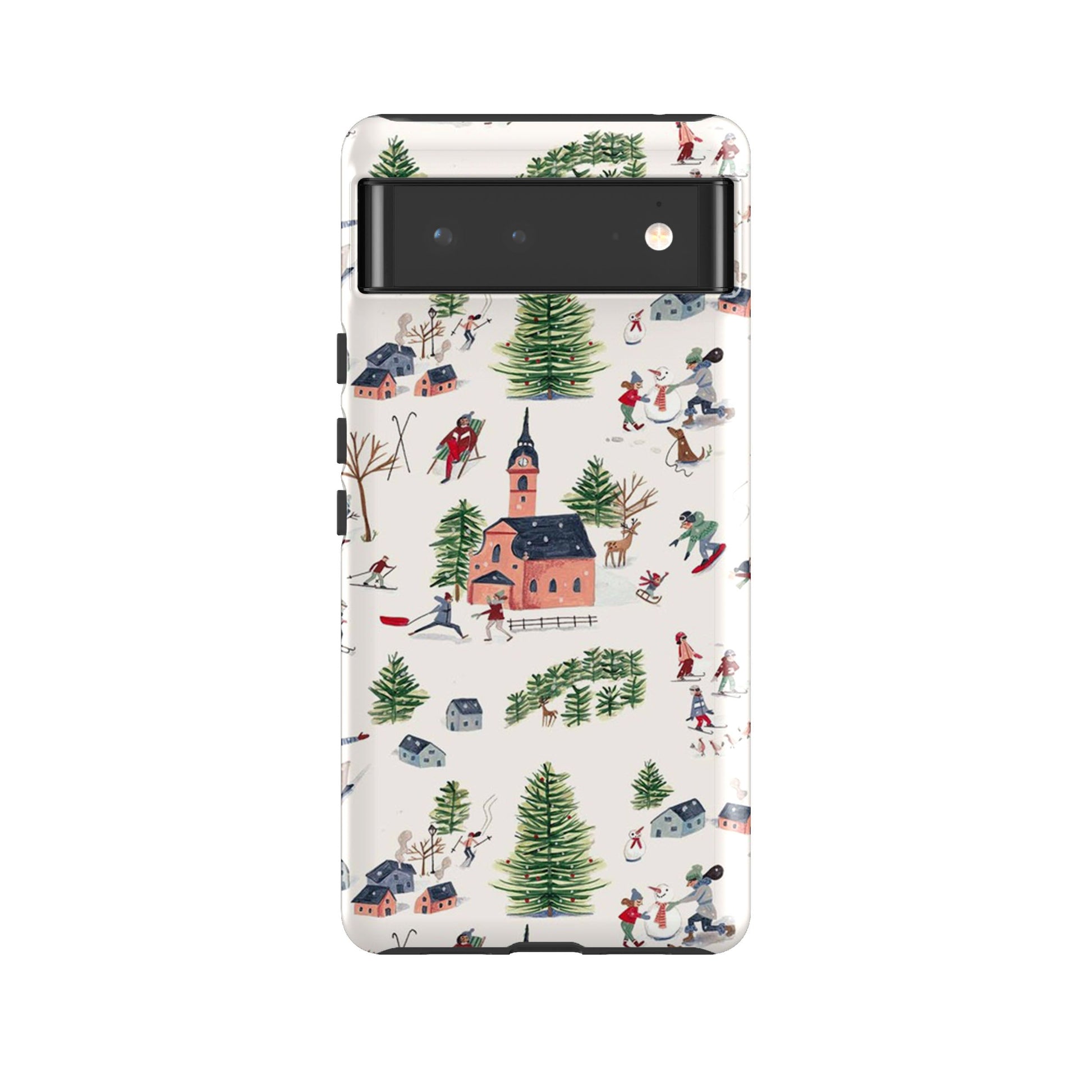 Google phone case-Skiing By Caroline Bonne Muller-Product Details Raised bevel to protect screen from scratches. Impact resistant polycarbonate shell and shock absorbing inner TPU liner. Secure fit with design wrapping around side of the case and full access to ports. Compatible with Qi-standard wireless charging. Thickness 1/8 inch (3mm), weight 30g. Compatibility See drop down menu for options, please select the right case as we print to order.-Stringberry