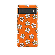 Google phone case-Smiley Orange-Product Details Raised bevel to protect screen from scratches. Impact resistant polycarbonate shell and shock absorbing inner TPU liner. Secure fit with design wrapping around side of the case and full access to ports. Compatible with Qi-standard wireless charging. Thickness 1/8 inch (3mm), weight 30g. Compatibility See drop down menu for options, please select the right case as we print to order.-Stringberry