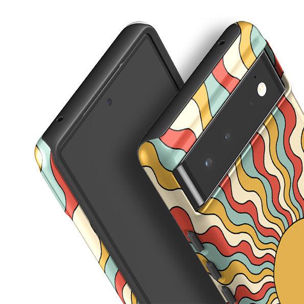 Google phone case-Solar-Product Details Raised bevel to protect screen from scratches. Impact resistant polycarbonate shell and shock absorbing inner TPU liner. Secure fit with design wrapping around side of the case and full access to ports. Compatible with Qi-standard wireless charging. Thickness 1/8 inch (3mm), weight 30g. Compatibility See drop down menu for options, please select the right case as we print to order.-Stringberry
