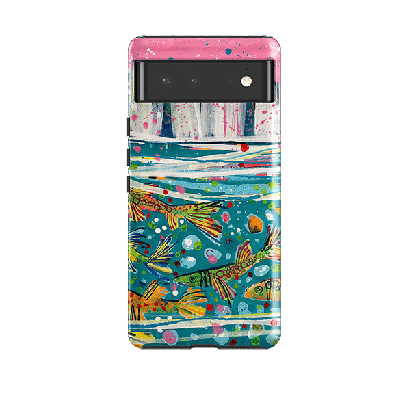 Google phone case-Something Fishy By Claire West-Product Details Raised bevel to protect screen from scratches. Impact resistant polycarbonate shell and shock absorbing inner TPU liner. Secure fit with design wrapping around side of the case and full access to ports. Compatible with Qi-standard wireless charging. Thickness 1/8 inch (3mm), weight 30g. Compatibility See drop down menu for options, please select the right case as we print to order.-Stringberry