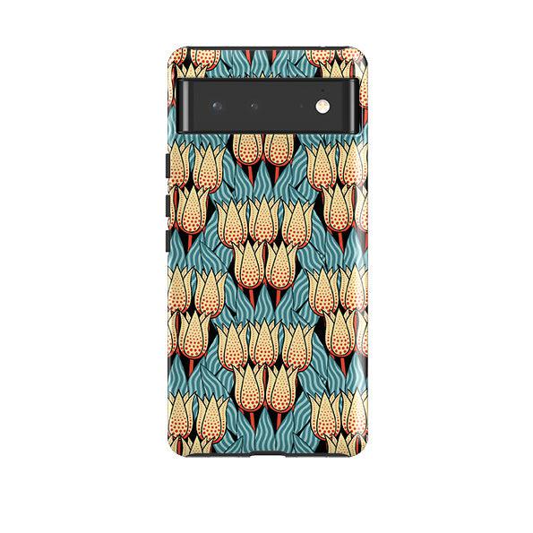 Google phone case-Spotty Tulip By Cressida Bell-Product Details Raised bevel to protect screen from scratches. Impact resistant polycarbonate shell and shock absorbing inner TPU liner. Secure fit with design wrapping around side of the case and full access to ports. Compatible with Qi-standard wireless charging. Thickness 1/8 inch (3mm), weight 30g. Compatibility See drop down menu for options, please select the right case as we print to order.-Stringberry