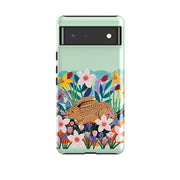 Google phone case-Spring Bunny By Lee Foster Wilson-Product Details Raised bevel to protect screen from scratches. Impact resistant polycarbonate shell and shock absorbing inner TPU liner. Secure fit with design wrapping around side of the case and full access to ports. Compatible with Qi-standard wireless charging. Thickness 1/8 inch (3mm), weight 30g. Compatibility See drop down menu for options, please select the right case as we print to order.-Stringberry