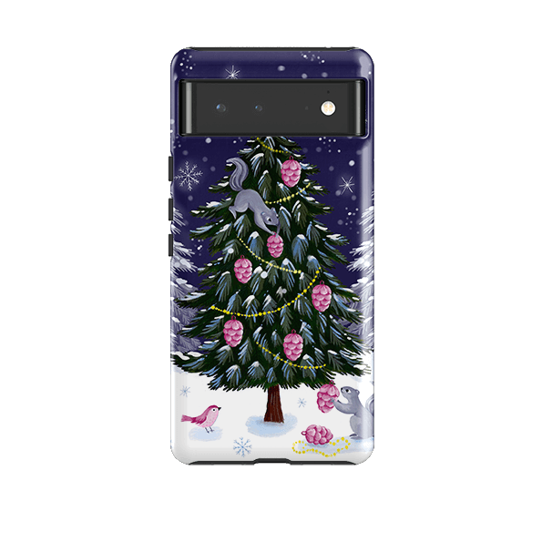 Google phone case-Squirrel Tree By Bex Parkin-Product Details Raised bevel to protect screen from scratches. Impact resistant polycarbonate shell and shock absorbing inner TPU liner. Secure fit with design wrapping around side of the case and full access to ports. Compatible with Qi-standard wireless charging. Thickness 1/8 inch (3mm), weight 30g. Compatibility See drop down menu for options, please select the right case as we print to order.-Stringberry