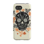 Google phone case-Sugarskull Cream By Jade Mosinski-Product Details Raised bevel to protect screen from scratches. Impact resistant polycarbonate shell and shock absorbing inner TPU liner. Secure fit with design wrapping around side of the case and full access to ports. Compatible with Qi-standard wireless charging. Thickness 1/8 inch (3mm), weight 30g. Compatibility See drop down menu for options, please select the right case as we print to order.-Stringberry