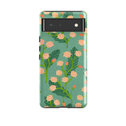 Google phone case-Summer Seeds Teal By Katherine Quinn-Product Details Raised bevel to protect screen from scratches. Impact resistant polycarbonate shell and shock absorbing inner TPU liner. Secure fit with design wrapping around side of the case and full access to ports. Compatible with Qi-standard wireless charging. Thickness 1/8 inch (3mm), weight 30g. Compatibility See drop down menu for options, please select the right case as we print to order.-Stringberry