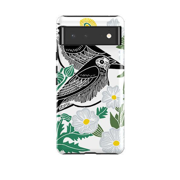 Google phone case-Summer Wagtail By Kate Heiss-Product Details Raised bevel to protect screen from scratches. Impact resistant polycarbonate shell and shock absorbing inner TPU liner. Secure fit with design wrapping around side of the case and full access to ports. Compatible with Qi-standard wireless charging. Thickness 1/8 inch (3mm), weight 30g. Compatibility See drop down menu for options, please select the right case as we print to order.-Stringberry