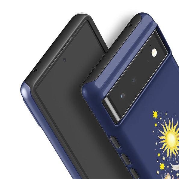 Google phone case-Summer Zodiac By Catherine Rowe-Product Details Raised bevel to protect screen from scratches. Impact resistant polycarbonate shell and shock absorbing inner TPU liner. Secure fit with design wrapping around side of the case and full access to ports. Compatible with Qi-standard wireless charging. Thickness 1/8 inch (3mm), weight 30g. Compatibility See drop down menu for options, please select the right case as we print to order.-Stringberry