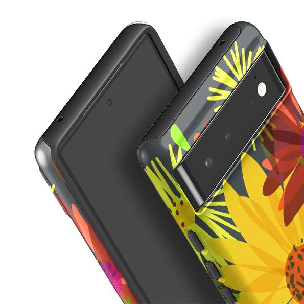 Google phone case-Sunflowers By Sarah Campbell-Product Details Raised bevel to protect screen from scratches. Impact resistant polycarbonate shell and shock absorbing inner TPU liner. Secure fit with design wrapping around side of the case and full access to ports. Compatible with Qi-standard wireless charging. Thickness 1/8 inch (3mm), weight 30g. Compatibility See drop down menu for options, please select the right case as we print to order.-Stringberry
