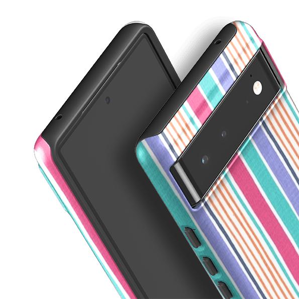 Google phone case-Sunrays Blue By Sarah Campbell-Product Details Raised bevel to protect screen from scratches. Impact resistant polycarbonate shell and shock absorbing inner TPU liner. Secure fit with design wrapping around side of the case and full access to ports. Compatible with Qi-standard wireless charging. Thickness 1/8 inch (3mm), weight 30g. Compatibility See drop down menu for options, please select the right case as we print to order.-Stringberry