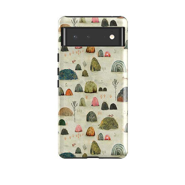 Google phone case-Sunset Mossy Hills By Katherine Quinn-Product Details Raised bevel to protect screen from scratches. Impact resistant polycarbonate shell and shock absorbing inner TPU liner. Secure fit with design wrapping around side of the case and full access to ports. Compatible with Qi-standard wireless charging. Thickness 1/8 inch (3mm), weight 30g. Compatibility See drop down menu for options, please select the right case as we print to order.-Stringberry