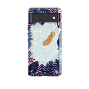 Google phone case-Swimming Tiger By Bex Parkin-Product Details Raised bevel to protect screen from scratches. Impact resistant polycarbonate shell and shock absorbing inner TPU liner. Secure fit with design wrapping around side of the case and full access to ports. Compatible with Qi-standard wireless charging. Thickness 1/8 inch (3mm), weight 30g. Compatibility See drop down menu for options, please select the right case as we print to order.-Stringberry