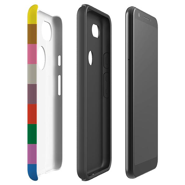 Google phone case-Technicolor-Product Details Raised bevel to protect screen from scratches. Impact resistant polycarbonate shell and shock absorbing inner TPU liner. Secure fit with design wrapping around side of the case and full access to ports. Compatible with Qi-standard wireless charging. Thickness 1/8 inch (3mm), weight 30g. Compatibility See drop down menu for options, please select the right case as we print to order.-Stringberry