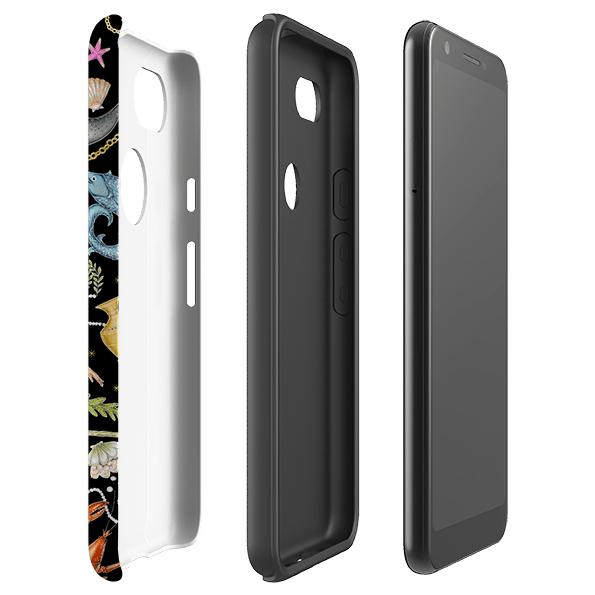 Google phone case-Tritons Treasure By Catherine Rowe-Product Details Raised bevel to protect screen from scratches. Impact resistant polycarbonate shell and shock absorbing inner TPU liner. Secure fit with design wrapping around side of the case and full access to ports. Compatible with Qi-standard wireless charging. Thickness 1/8 inch (3mm), weight 30g. Compatibility See drop down menu for options, please select the right case as we print to order.-Stringberry