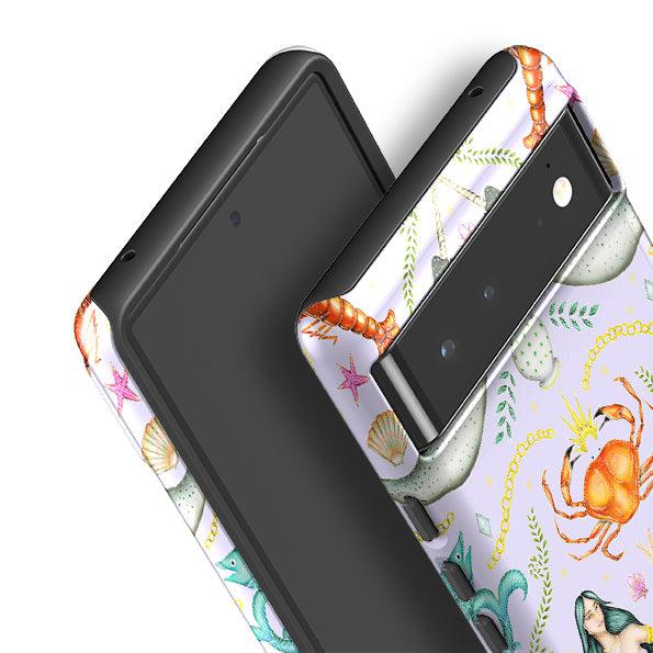 Google phone case-Tritons Treasure Lilac By Catherine Rowe-Product Details Raised bevel to protect screen from scratches. Impact resistant polycarbonate shell and shock absorbing inner TPU liner. Secure fit with design wrapping around side of the case and full access to ports. Compatible with Qi-standard wireless charging. Thickness 1/8 inch (3mm), weight 30g. Compatibility See drop down menu for options, please select the right case as we print to order.-Stringberry