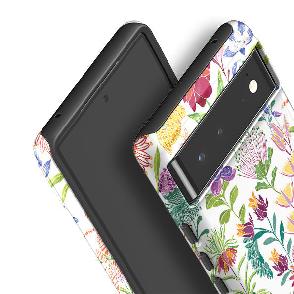 Google phone case-Tropic-2 By Natalie Pedetti Prack-Product Details Raised bevel to protect screen from scratches. Impact resistant polycarbonate shell and shock absorbing inner TPU liner. Secure fit with design wrapping around side of the case and full access to ports. Compatible with Qi-standard wireless charging. Thickness 1/8 inch (3mm), weight 30g. Compatibility See drop down menu for options, please select the right case as we print to order.-Stringberry