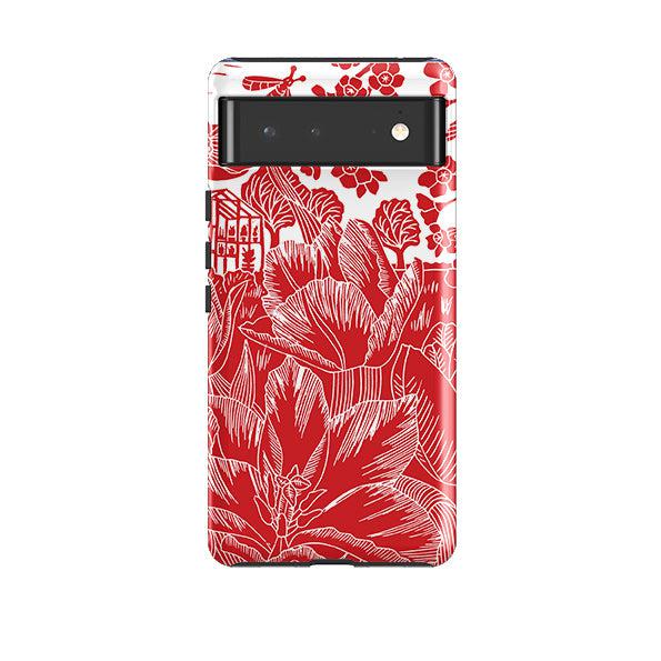 Google phone case-Tulip Silhouette By Kate Heiss-Product Details Raised bevel to protect screen from scratches. Impact resistant polycarbonate shell and shock absorbing inner TPU liner. Secure fit with design wrapping around side of the case and full access to ports. Compatible with Qi-standard wireless charging. Thickness 1/8 inch (3mm), weight 30g. Compatibility See drop down menu for options, please select the right case as we print to order.-Stringberry