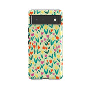 Google phone case-Tulips By Caroline Bonne Muller-Product Details Raised bevel to protect screen from scratches. Impact resistant polycarbonate shell and shock absorbing inner TPU liner. Secure fit with design wrapping around side of the case and full access to ports. Compatible with Qi-standard wireless charging. Thickness 1/8 inch (3mm), weight 30g. Compatibility See drop down menu for options, please select the right case as we print to order.-Stringberry