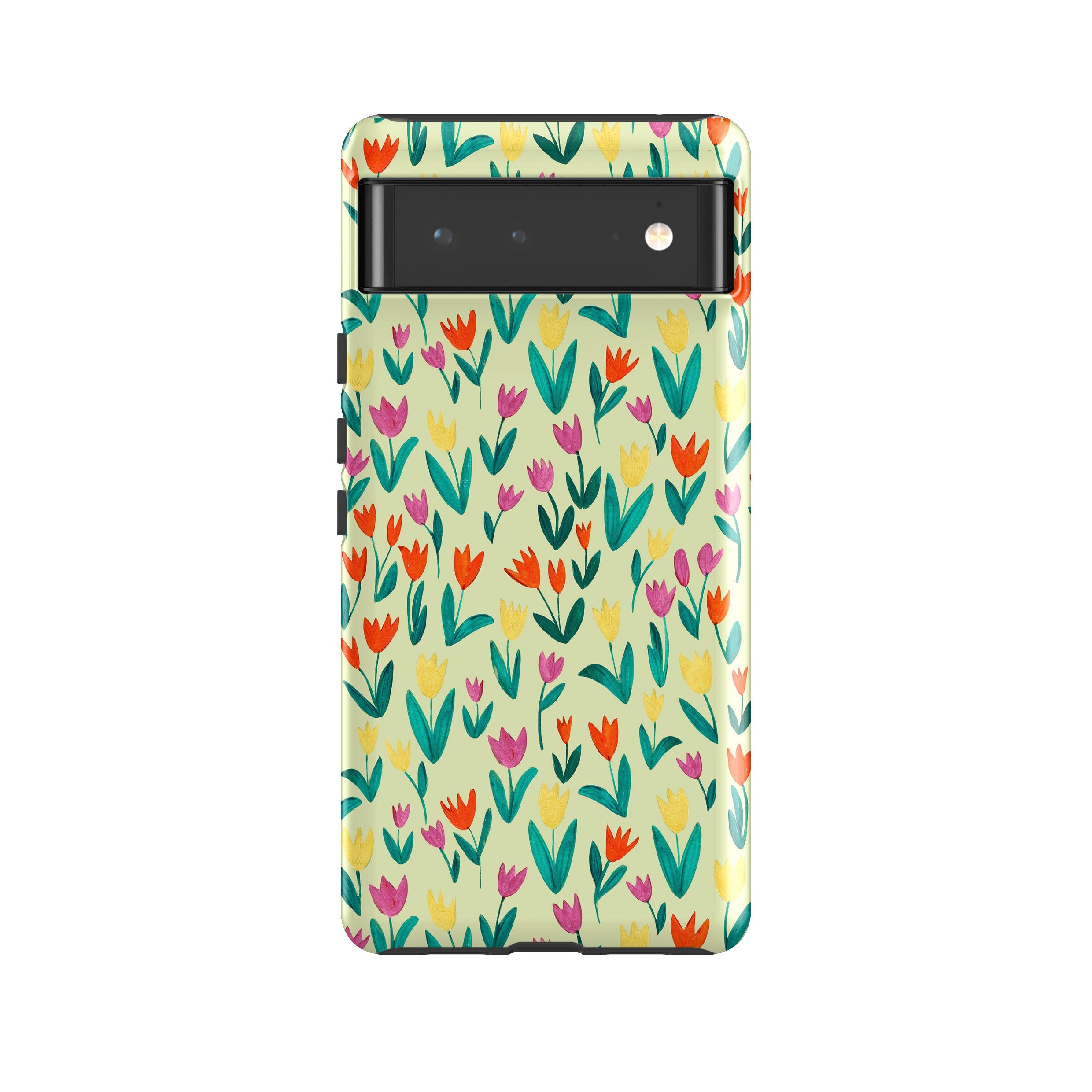 Google phone case-Tulips By Caroline Bonne Muller-Product Details Raised bevel to protect screen from scratches. Impact resistant polycarbonate shell and shock absorbing inner TPU liner. Secure fit with design wrapping around side of the case and full access to ports. Compatible with Qi-standard wireless charging. Thickness 1/8 inch (3mm), weight 30g. Compatibility See drop down menu for options, please select the right case as we print to order.-Stringberry