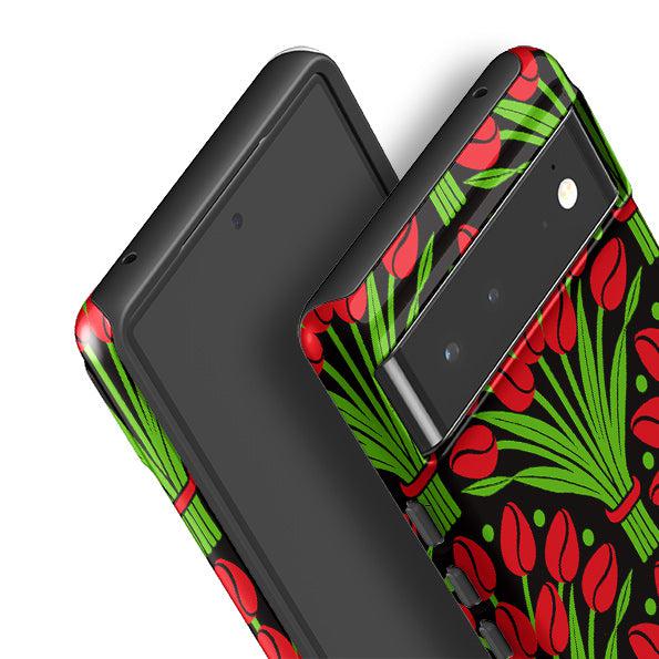 Google phone case-Tulips By Cressida Bell-Product Details Raised bevel to protect screen from scratches. Impact resistant polycarbonate shell and shock absorbing inner TPU liner. Secure fit with design wrapping around side of the case and full access to ports. Compatible with Qi-standard wireless charging. Thickness 1/8 inch (3mm), weight 30g. Compatibility See drop down menu for options, please select the right case as we print to order.-Stringberry