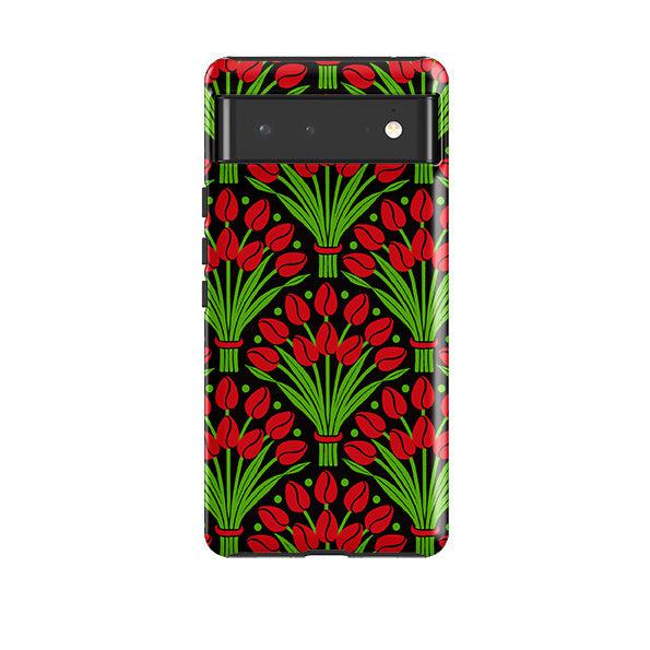 Google phone case-Tulips By Cressida Bell-Product Details Raised bevel to protect screen from scratches. Impact resistant polycarbonate shell and shock absorbing inner TPU liner. Secure fit with design wrapping around side of the case and full access to ports. Compatible with Qi-standard wireless charging. Thickness 1/8 inch (3mm), weight 30g. Compatibility See drop down menu for options, please select the right case as we print to order.-Stringberry