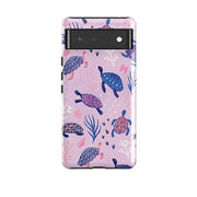 Google phone case-Turtles By Lee Foster Wilson-Product Details Raised bevel to protect screen from scratches. Impact resistant polycarbonate shell and shock absorbing inner TPU liner. Secure fit with design wrapping around side of the case and full access to ports. Compatible with Qi-standard wireless charging. Thickness 1/8 inch (3mm), weight 30g. Compatibility See drop down menu for options, please select the right case as we print to order.-Stringberry