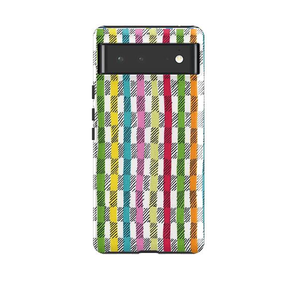 Google phone case-Twill By Sarah Campbell-Product Details Raised bevel to protect screen from scratches. Impact resistant polycarbonate shell and shock absorbing inner TPU liner. Secure fit with design wrapping around side of the case and full access to ports. Compatible with Qi-standard wireless charging. Thickness 1/8 inch (3mm), weight 30g. Compatibility See drop down menu for options, please select the right case as we print to order.-Stringberry