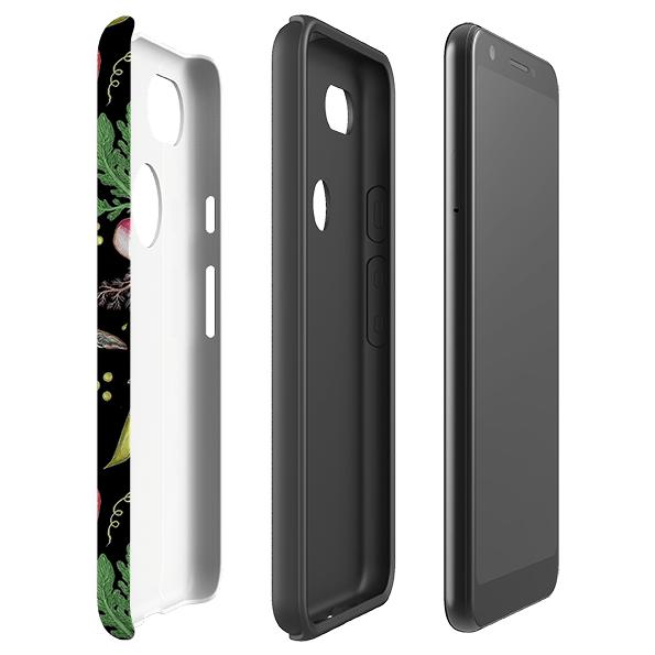 Google phone case-Vegetables By Catherine Rowe-Product Details Raised bevel to protect screen from scratches. Impact resistant polycarbonate shell and shock absorbing inner TPU liner. Secure fit with design wrapping around side of the case and full access to ports. Compatible with Qi-standard wireless charging. Thickness 1/8 inch (3mm), weight 30g. Compatibility See drop down menu for options, please select the right case as we print to order.-Stringberry