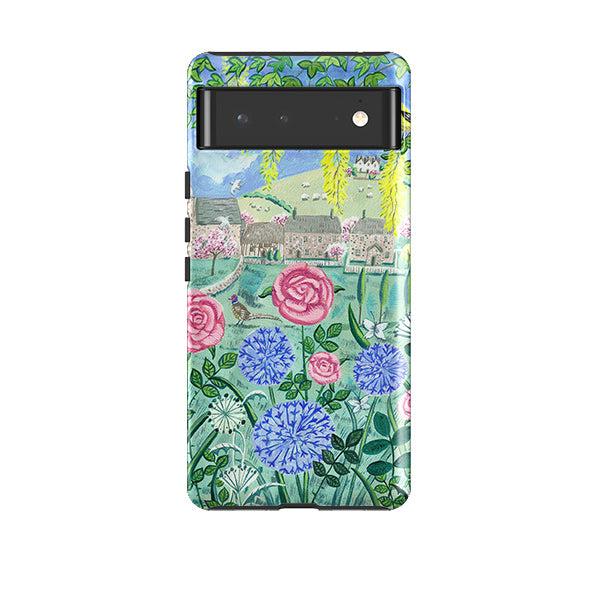 Google phone case-Village Floral By Mary Stubberfield-Product Details Raised bevel to protect screen from scratches. Impact resistant polycarbonate shell and shock absorbing inner TPU liner. Secure fit with design wrapping around side of the case and full access to ports. Compatible with Qi-standard wireless charging. Thickness 1/8 inch (3mm), weight 30g. Compatibility See drop down menu for options, please select the right case as we print to order.-Stringberry
