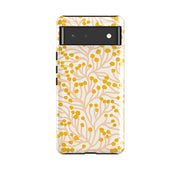 Google phone case-Vine Pink and Ochre By Katherine Quinn-Product Details Raised bevel to protect screen from scratches. Impact resistant polycarbonate shell and shock absorbing inner TPU liner. Secure fit with design wrapping around side of the case and full access to ports. Compatible with Qi-standard wireless charging. Thickness 1/8 inch (3mm), weight 30g. Compatibility See drop down menu for options, please select the right case as we print to order.-Stringberry