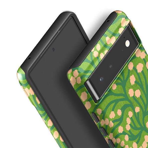 Google phone case-Vine Pink And Teal By Katherine Quinn-Product Details Raised bevel to protect screen from scratches. Impact resistant polycarbonate shell and shock absorbing inner TPU liner. Secure fit with design wrapping around side of the case and full access to ports. Compatible with Qi-standard wireless charging. Thickness 1/8 inch (3mm), weight 30g. Compatibility See drop down menu for options, please select the right case as we print to order.-Stringberry