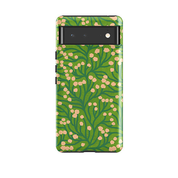 Google phone case-Vine Pink And Teal By Katherine Quinn-Product Details Raised bevel to protect screen from scratches. Impact resistant polycarbonate shell and shock absorbing inner TPU liner. Secure fit with design wrapping around side of the case and full access to ports. Compatible with Qi-standard wireless charging. Thickness 1/8 inch (3mm), weight 30g. Compatibility See drop down menu for options, please select the right case as we print to order.-Stringberry