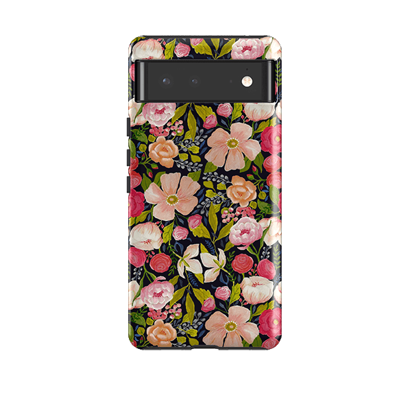 Google phone case-Vintage Roses By Bex Parkin-Product Details Raised bevel to protect screen from scratches. Impact resistant polycarbonate shell and shock absorbing inner TPU liner. Secure fit with design wrapping around side of the case and full access to ports. Compatible with Qi-standard wireless charging. Thickness 1/8 inch (3mm), weight 30g. Compatibility See drop down menu for options, please select the right case as we print to order.-Stringberry