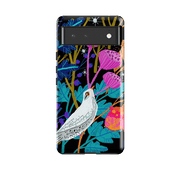 Google phone case-White Bird By Claire West-Product Details Raised bevel to protect screen from scratches. Impact resistant polycarbonate shell and shock absorbing inner TPU liner. Secure fit with design wrapping around side of the case and full access to ports. Compatible with Qi-standard wireless charging. Thickness 1/8 inch (3mm), weight 30g. Compatibility See drop down menu for options, please select the right case as we print to order.-Stringberry