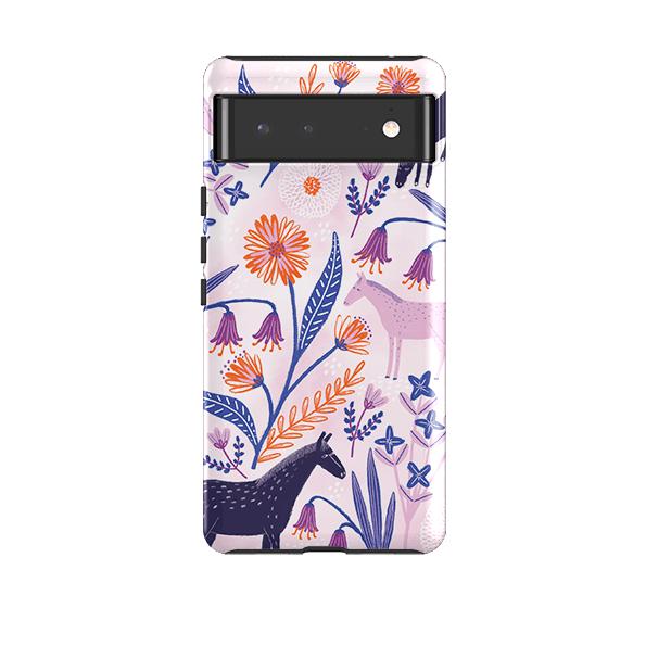 Google phone case-Wild Ponies Pink By Lee Foster Wilson-Product Details Raised bevel to protect screen from scratches. Impact resistant polycarbonate shell and shock absorbing inner TPU liner. Secure fit with design wrapping around side of the case and full access to ports. Compatible with Qi-standard wireless charging. Thickness 1/8 inch (3mm), weight 30g. Compatibility See drop down menu for options, please select the right case as we print to order.-Stringberry