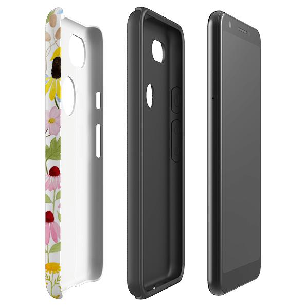 Google phone case-Wildflower Pattern By Bex Parkin-Product Details Raised bevel to protect screen from scratches. Impact resistant polycarbonate shell and shock absorbing inner TPU liner. Secure fit with design wrapping around side of the case and full access to ports. Compatible with Qi-standard wireless charging. Thickness 1/8 inch (3mm), weight 30g. Compatibility See drop down menu for options, please select the right case as we print to order.-Stringberry