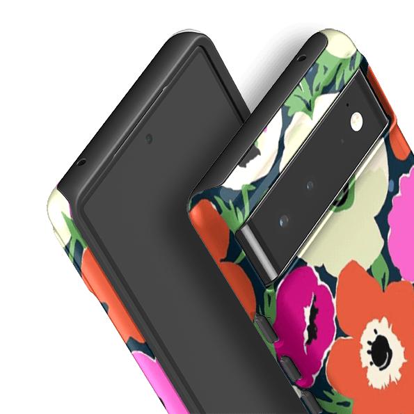 Google phone case-Windflowers By Sarah Campbell-Product Details Raised bevel to protect screen from scratches. Impact resistant polycarbonate shell and shock absorbing inner TPU liner. Secure fit with design wrapping around side of the case and full access to ports. Compatible with Qi-standard wireless charging. Thickness 1/8 inch (3mm), weight 30g. Compatibility See drop down menu for options, please select the right case as we print to order.-Stringberry