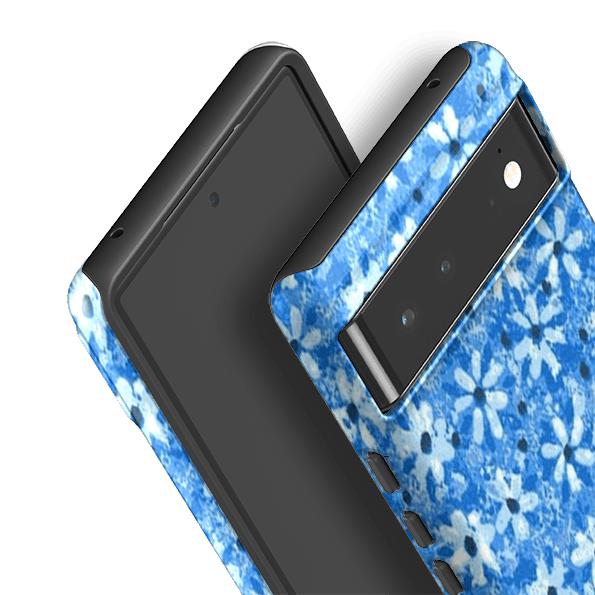 Google phone case-Windowbox Blue By Sarah Campbell-Product Details Raised bevel to protect screen from scratches. Impact resistant polycarbonate shell and shock absorbing inner TPU liner. Secure fit with design wrapping around side of the case and full access to ports. Compatible with Qi-standard wireless charging. Thickness 1/8 inch (3mm), weight 30g. Compatibility See drop down menu for options, please select the right case as we print to order.-Stringberry
