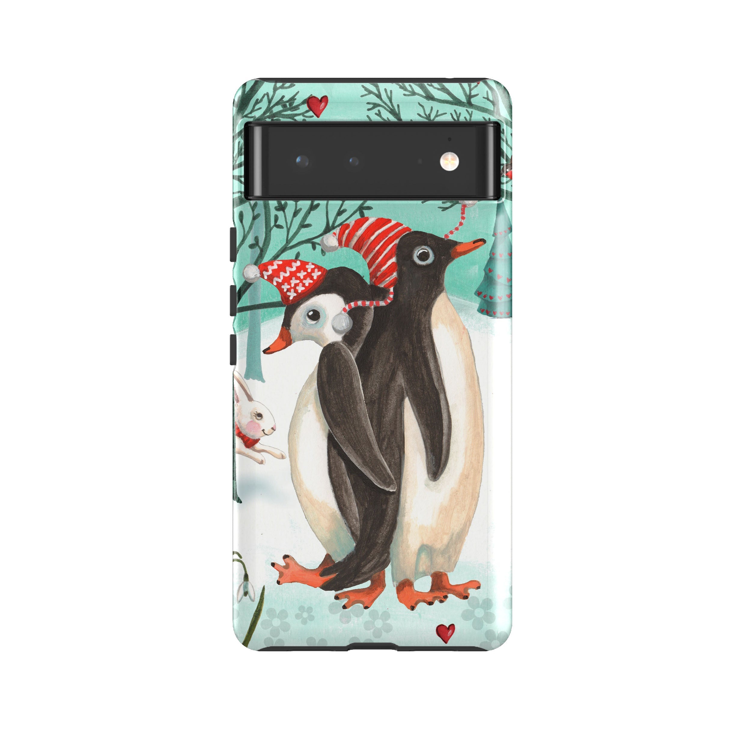 Google phone case-Winter Together By Caroline Bonne Muller-Product Details Raised bevel to protect screen from scratches. Impact resistant polycarbonate shell and shock absorbing inner TPU liner. Secure fit with design wrapping around side of the case and full access to ports. Compatible with Qi-standard wireless charging. Thickness 1/8 inch (3mm), weight 30g. Compatibility See drop down menu for options, please select the right case as we print to order.-Stringberry
