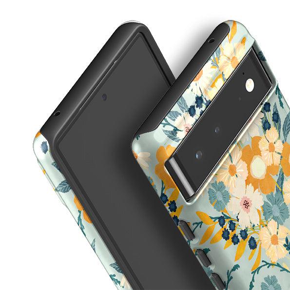 Google phone case-Yellow And Blue By Katherine Quinn-Product Details Raised bevel to protect screen from scratches. Impact resistant polycarbonate shell and shock absorbing inner TPU liner. Secure fit with design wrapping around side of the case and full access to ports. Compatible with Qi-standard wireless charging. Thickness 1/8 inch (3mm), weight 30g. Compatibility See drop down menu for options, please select the right case as we print to order.-Stringberry