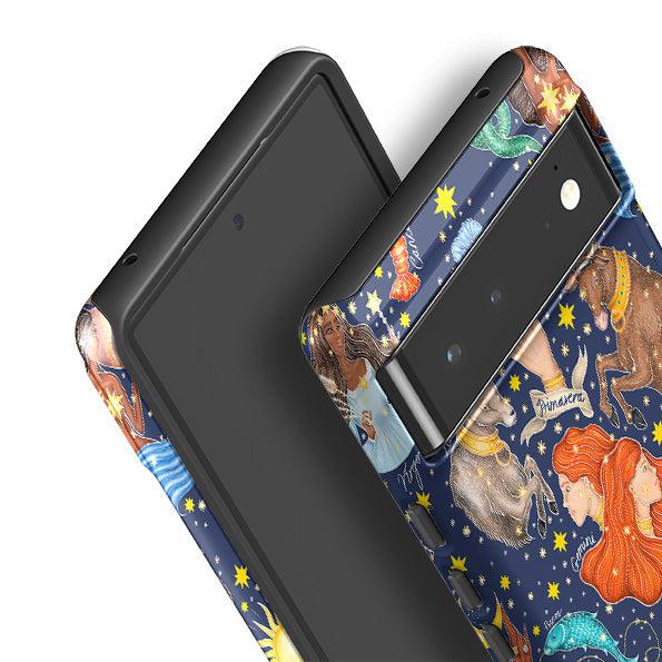 Google phone case-Zodiac Composite By Catherine Rowe-Product Details Raised bevel to protect screen from scratches. Impact resistant polycarbonate shell and shock absorbing inner TPU liner. Secure fit with design wrapping around side of the case and full access to ports. Compatible with Qi-standard wireless charging. Thickness 1/8 inch (3mm), weight 30g. Compatibility See drop down menu for options, please select the right case as we print to order.-Stringberry