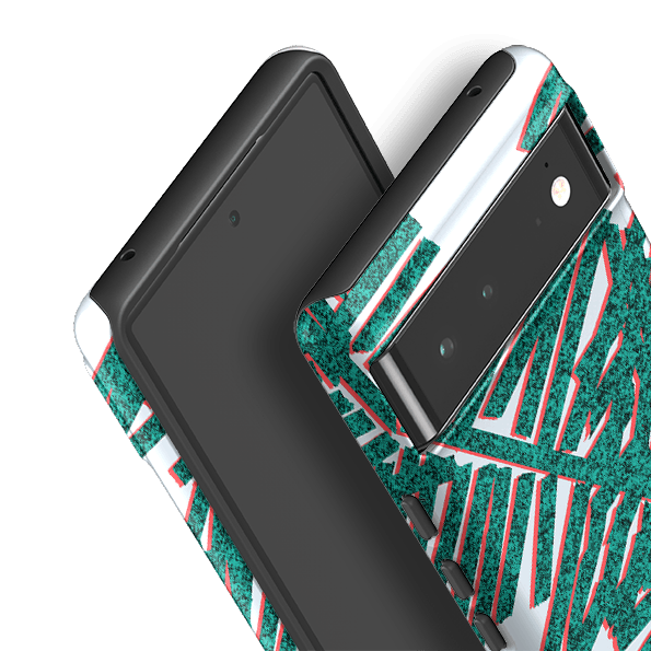 Google phone case-Afternoon Palm By Kitty Joseph-Product Details Raised bevel to protect screen from scratches. Impact resistant polycarbonate shell and shock absorbing inner TPU liner. Secure fit with design wrapping around side of the case and full access to ports. Compatible with Qi-standard wireless charging. Thickness 1/8 inch (3mm), weight 30g. Compatibility See drop down menu for options, please select the right case as we print to order.-Stringberry