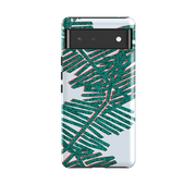 Google phone case-Afternoon Palm By Kitty Joseph-Product Details Raised bevel to protect screen from scratches. Impact resistant polycarbonate shell and shock absorbing inner TPU liner. Secure fit with design wrapping around side of the case and full access to ports. Compatible with Qi-standard wireless charging. Thickness 1/8 inch (3mm), weight 30g. Compatibility See drop down menu for options, please select the right case as we print to order.-Stringberry