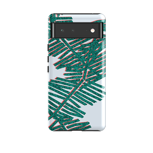 Google phone case-Afternoon Palm By Kitty Joseph-Product Details Raised bevel to protect screen from scratches. Impact resistant polycarbonate shell and shock absorbing inner TPU liner. Secure fit with design wrapping around side of the case and full access to ports. Compatible with Qi-standard wireless charging. Thickness 1/8 inch (3mm), weight 30g. Compatibility See drop down menu for options, please select the right case as we print to order.-Stringberry