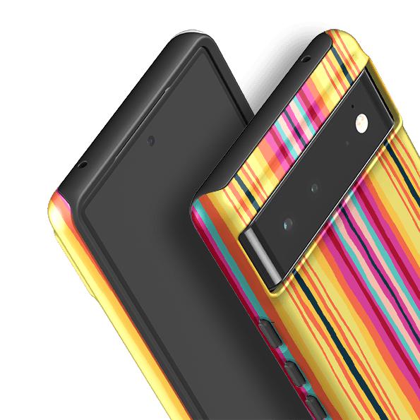 Google phone case-Atelier Stripe By Sarah Campbell-Product Details Raised bevel to protect screen from scratches. Impact resistant polycarbonate shell and shock absorbing inner TPU liner. Secure fit with design wrapping around side of the case and full access to ports. Compatible with Qi-standard wireless charging. Thickness 1/8 inch (3mm), weight 30g. Compatibility See drop down menu for options, please select the right case as we print to order.-Stringberry