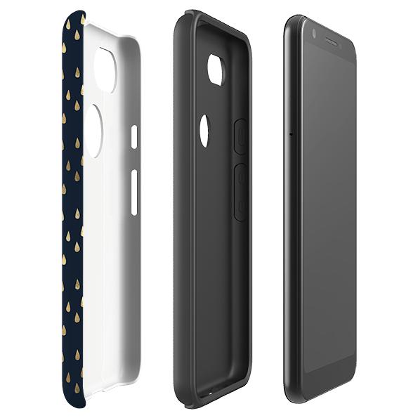 Google phone case-Blue Rain-Product Details Raised bevel to protect screen from scratches. Impact resistant polycarbonate shell and shock absorbing inner TPU liner. Secure fit with design wrapping around side of the case and full access to ports. Compatible with Qi-standard wireless charging. Thickness 1/8 inch (3mm), weight 30g. Compatibility See drop down menu for options, please select the right case as we print to order.-Stringberry