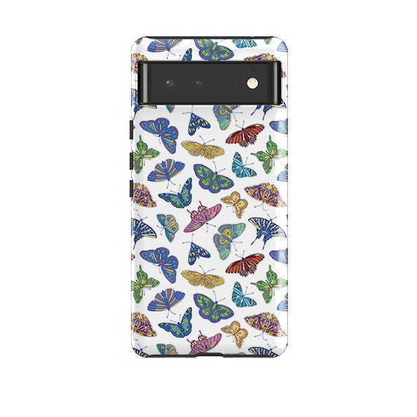 Google phone case-Butterflies By Natalie Pedetti Prack-Product Details Raised bevel to protect screen from scratches. Impact resistant polycarbonate shell and shock absorbing inner TPU liner. Secure fit with design wrapping around side of the case and full access to ports. Compatible with Qi-standard wireless charging. Thickness 1/8 inch (3mm), weight 30g. Compatibility See drop down menu for options, please select the right case as we print to order.-Stringberry