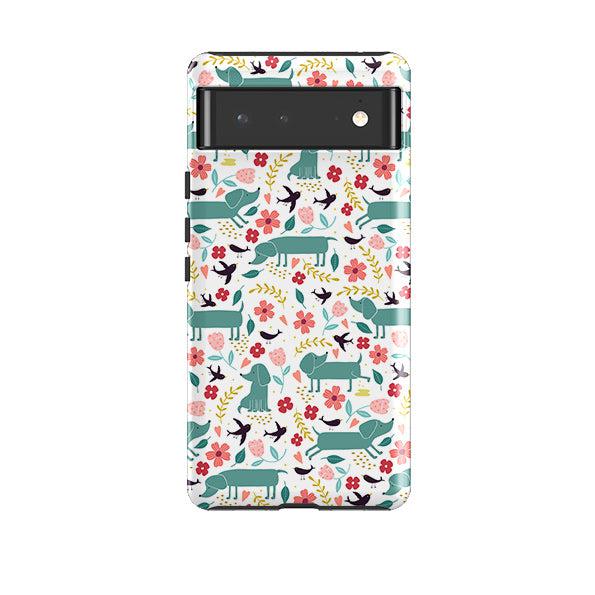 Google phone case-Cheeky Dachshunds By Suzy Taylor-Product Details Raised bevel to protect screen from scratches. Impact resistant polycarbonate shell and shock absorbing inner TPU liner. Secure fit with design wrapping around side of the case and full access to ports. Compatible with Qi-standard wireless charging. Thickness 1/8 inch (3mm), weight 30g. Compatibility See drop down menu for options, please select the right case as we print to order.-Stringberry