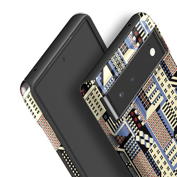 Google phone case-Cityscape By Cressida Bell-Product Details Raised bevel to protect screen from scratches. Impact resistant polycarbonate shell and shock absorbing inner TPU liner. Secure fit with design wrapping around side of the case and full access to ports. Compatible with Qi-standard wireless charging. Thickness 1/8 inch (3mm), weight 30g. Compatibility See drop down menu for options, please select the right case as we print to order.-Stringberry