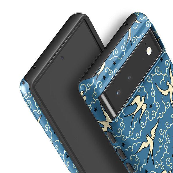 Google phone case-Clouds By Cressida Bell-Product Details Raised bevel to protect screen from scratches. Impact resistant polycarbonate shell and shock absorbing inner TPU liner. Secure fit with design wrapping around side of the case and full access to ports. Compatible with Qi-standard wireless charging. Thickness 1/8 inch (3mm), weight 30g. Compatibility See drop down menu for options, please select the right case as we print to order.-Stringberry